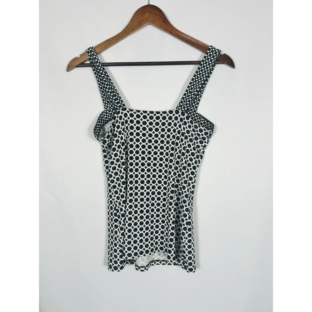 WHBM Vintage Geo Dot Fitted Babydoll Top Y2K Mallcore Boho Preppy Going Out Club